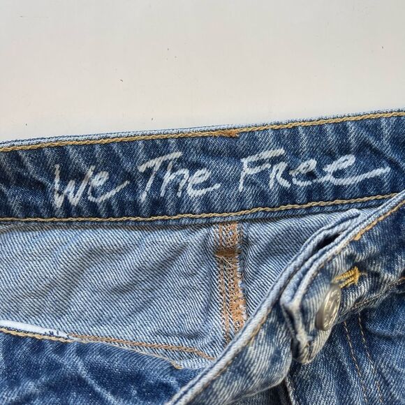 Free People Bailey Raw Hem Fringe Denim Jean Asymmetrical Mini Skirt 29 - Picture 10 of 13